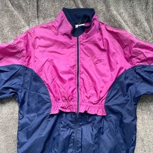 Vintage Vibes Unleashed: Nike Windbreaker in Bold Blue and Pink